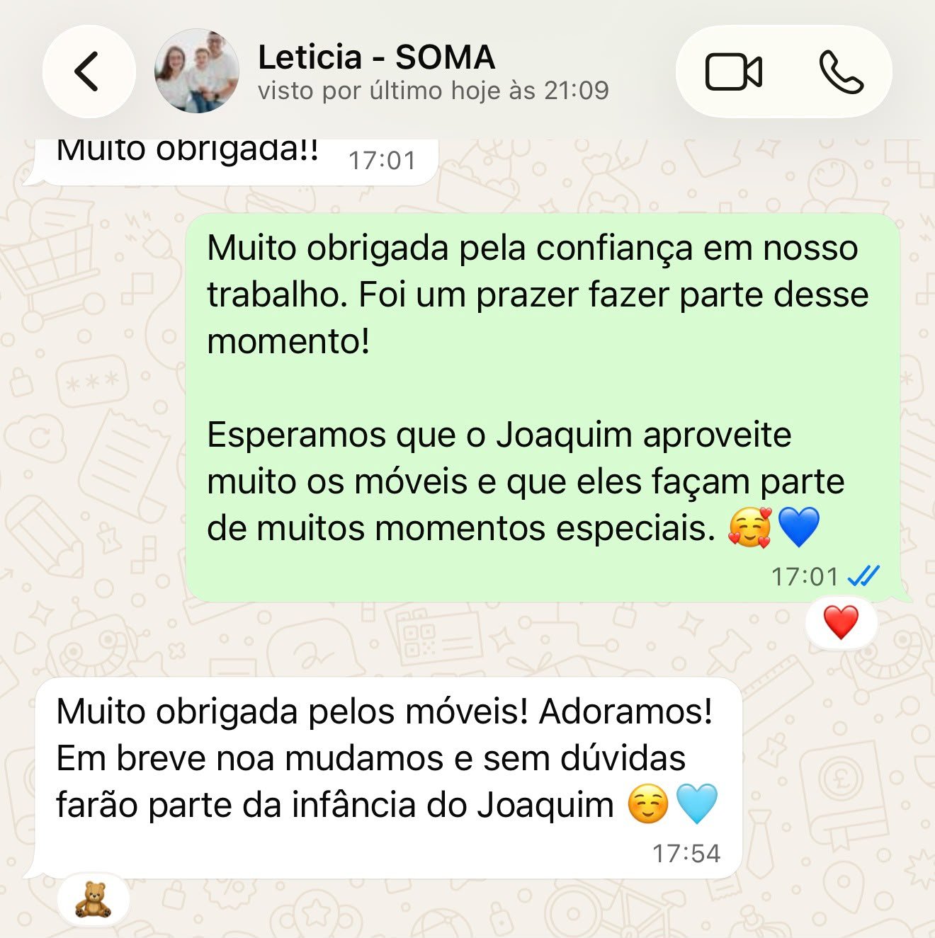 Print de conversa no WhatsApp com depoimento de cliente